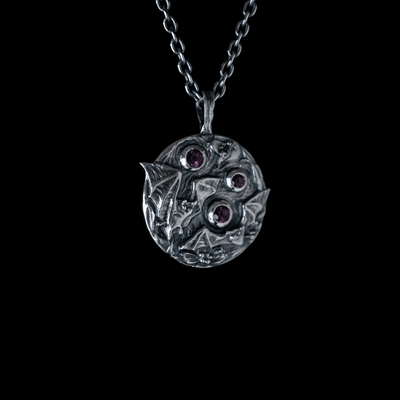 Night Garden Pendant - rhodolite garnet